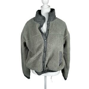 NEW Uncharted Threads Gray Fleece Jacket Buttons Small Oversize Casual Soft